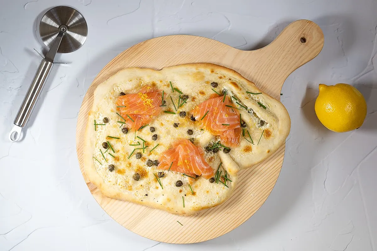Pizza met zalm