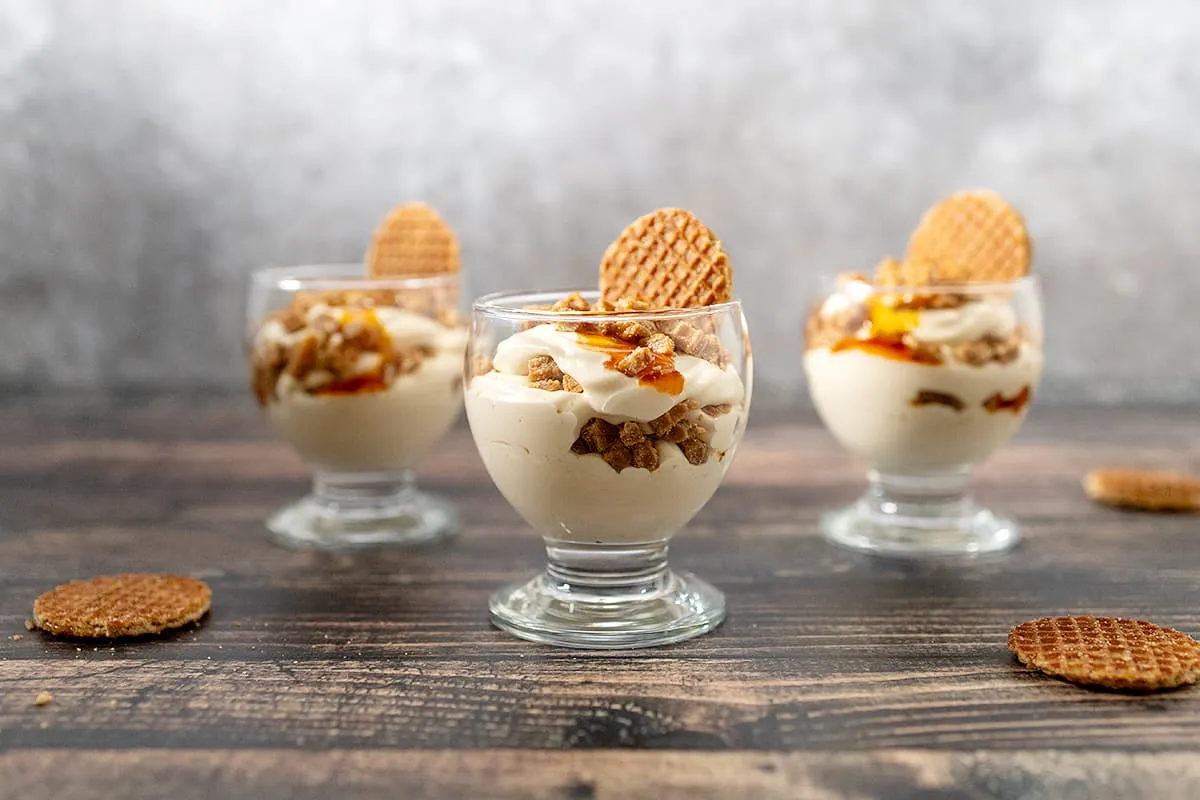 Stroopwafel toetje - met roomkaas en karamel