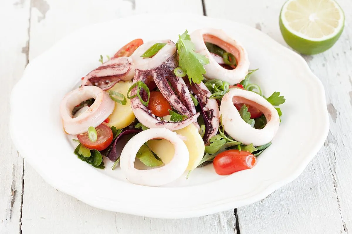 Salade met inktvis