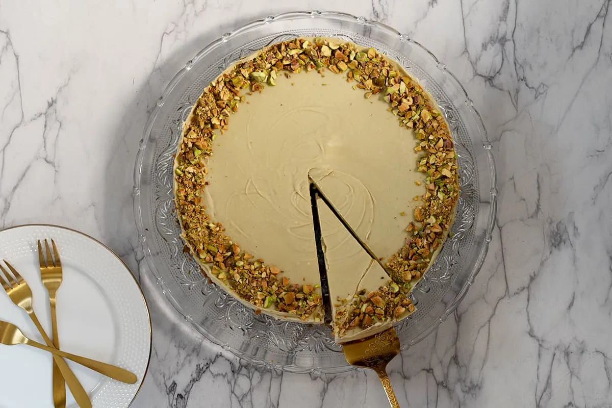 Pistache cheesecake met witte chocolade