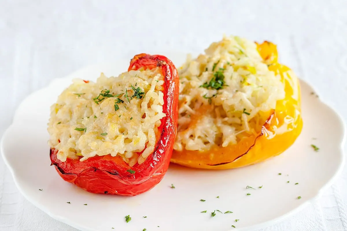 Gevulde paprika met risotto