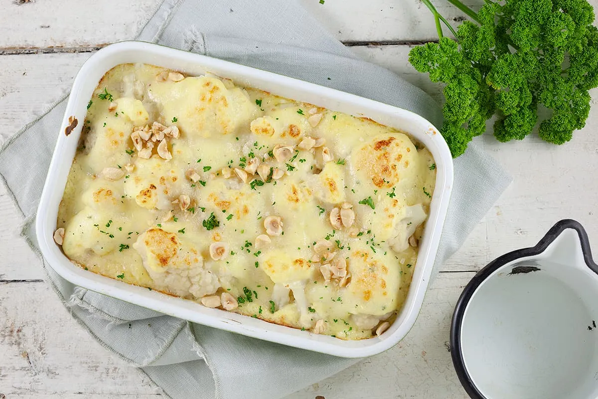 Bloemkoolgratin met mornay saus