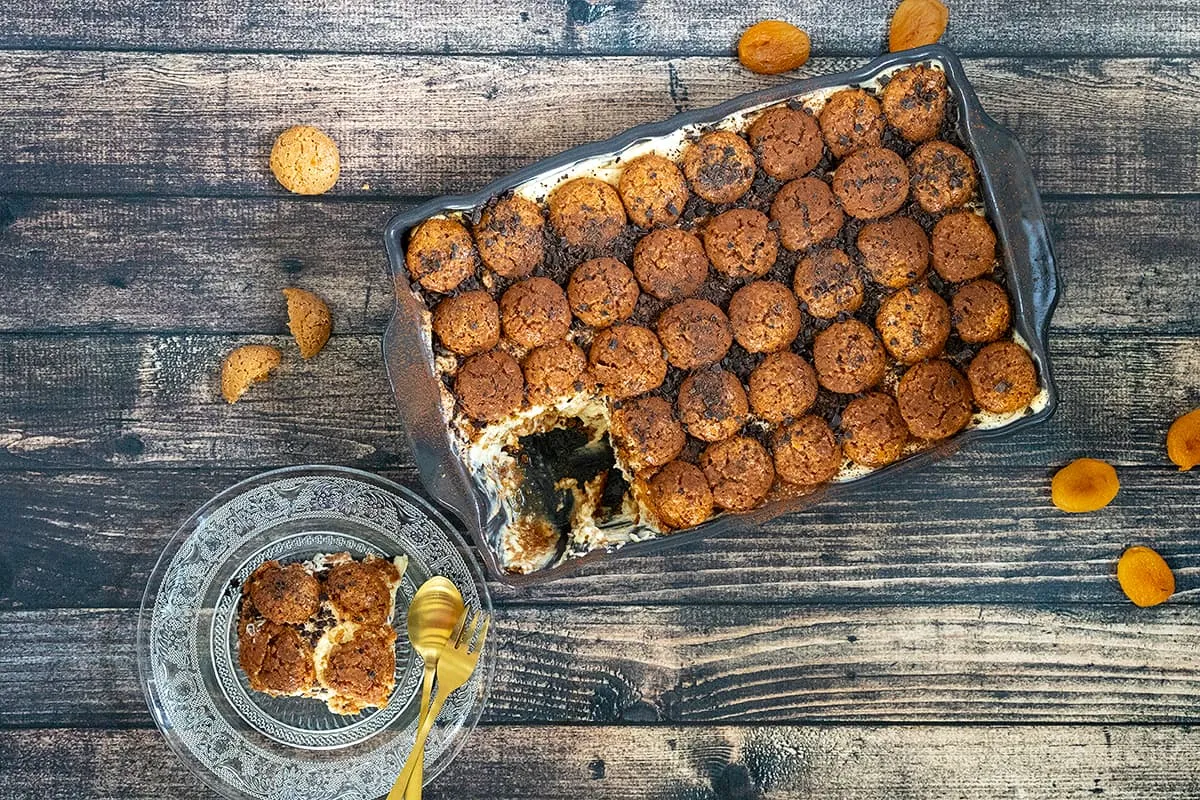 Amaretti tiramisu - heerlijk met amandelkoekjes en abrikoos