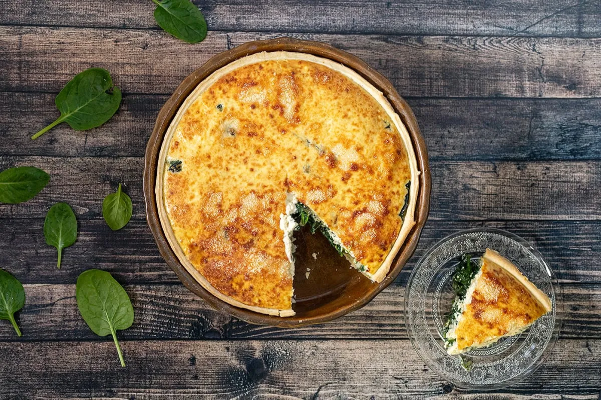 Vegetarische spinaziequiche met ricotta