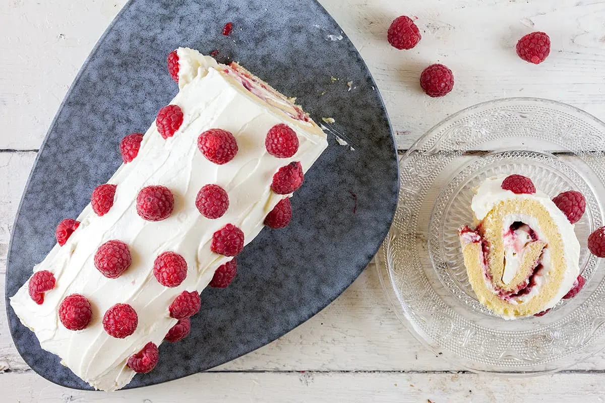 Cakerol met frambozen