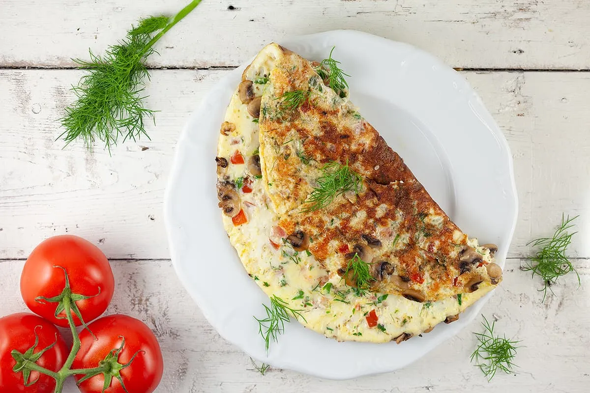 Kruidenomelet met garnalen