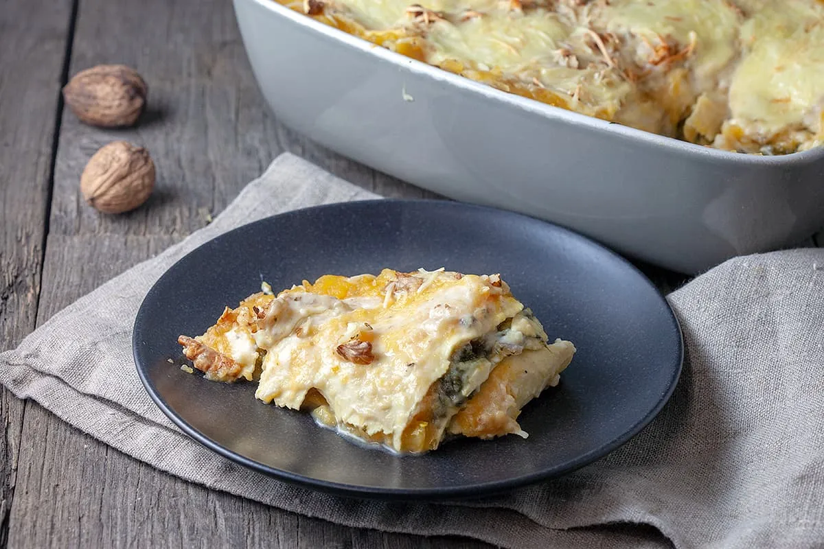 Lasagne met pompoen en spinazie