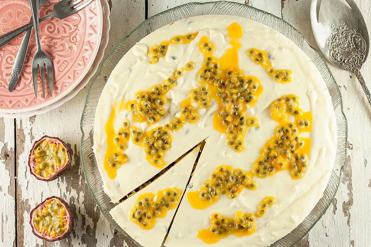 No-bake passievrucht cheesecake