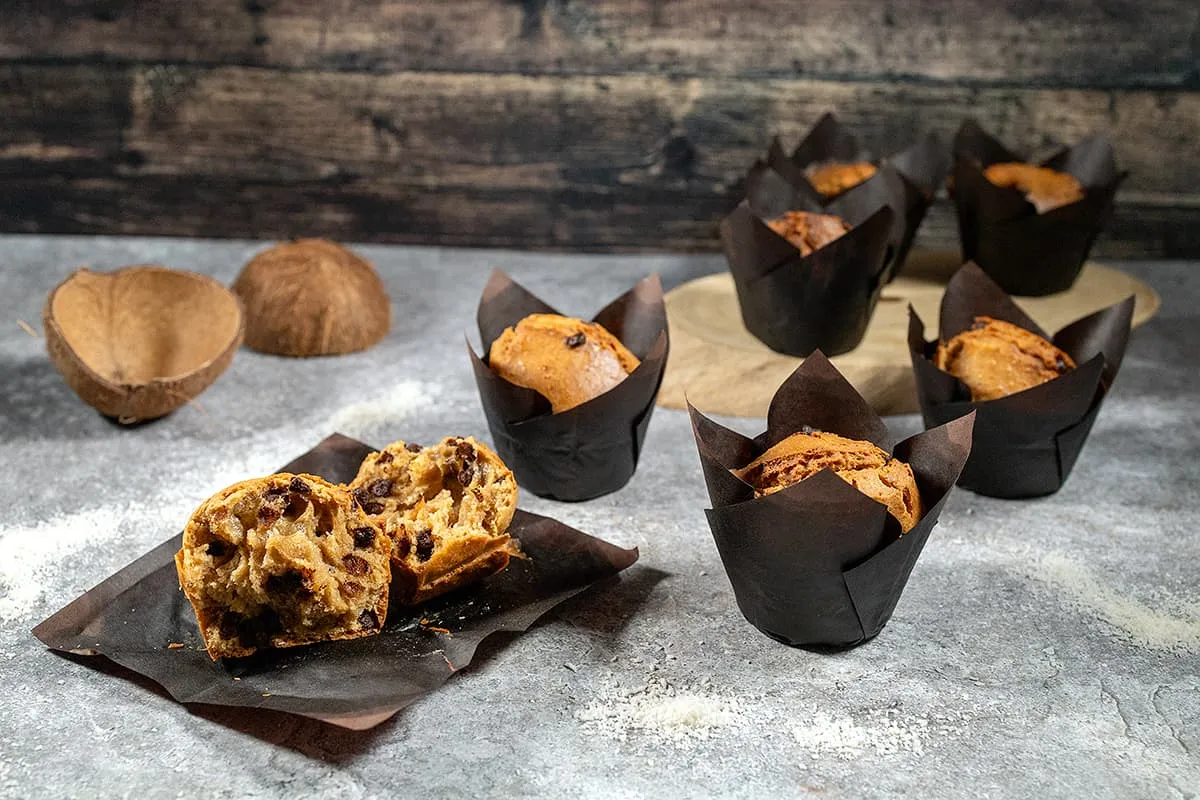 Kokosmuffins met chocolade
