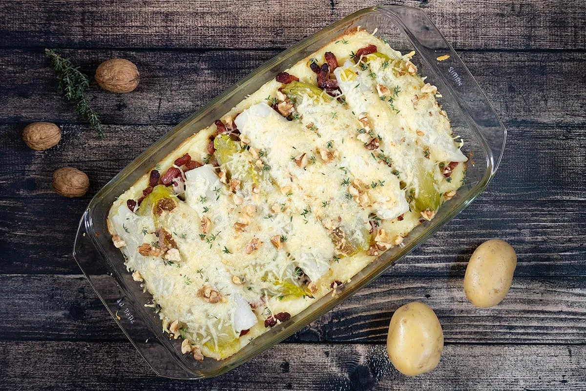 Witlof uit de oven met aardappelpuree