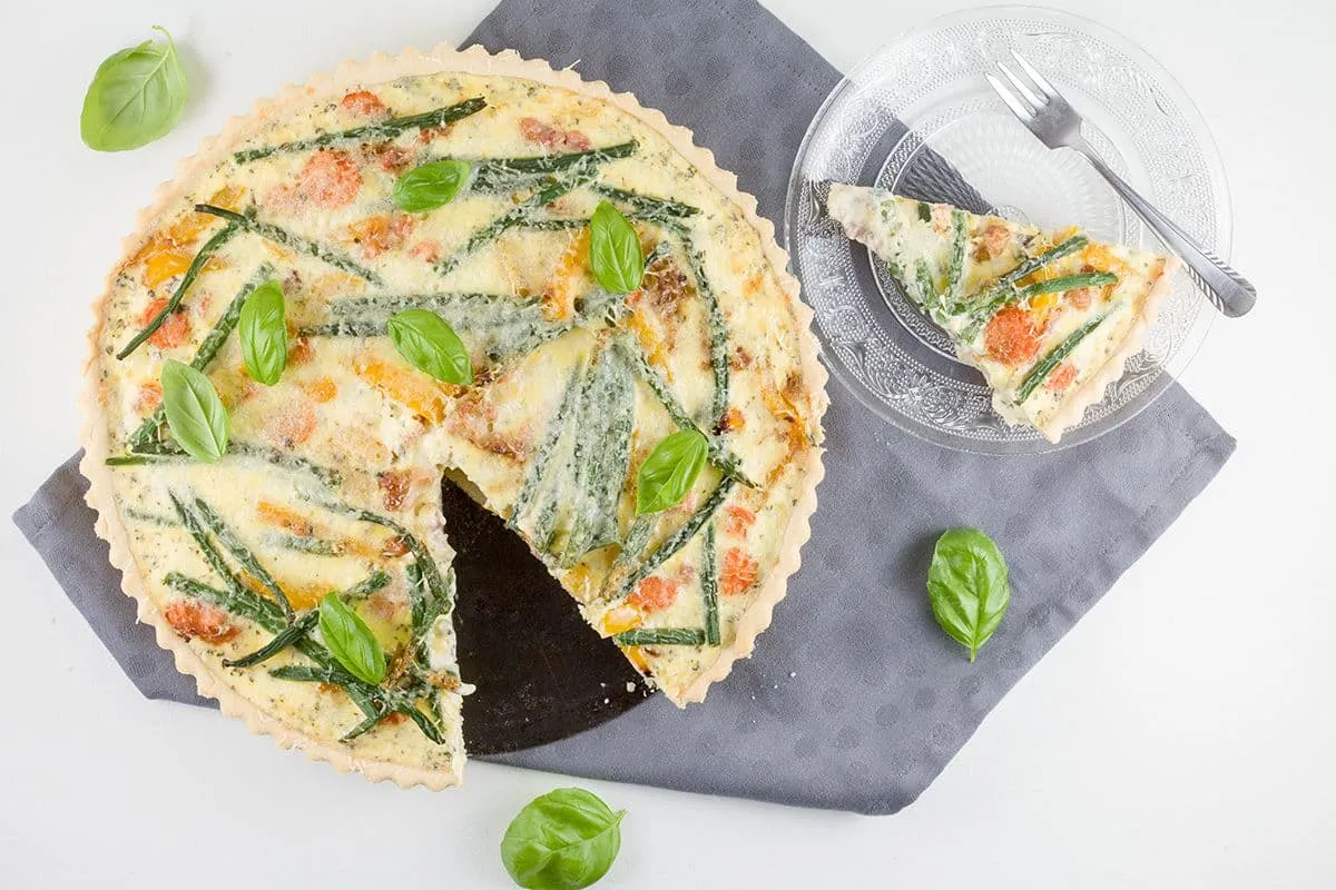 Quiche met sperziebonen en spekjes