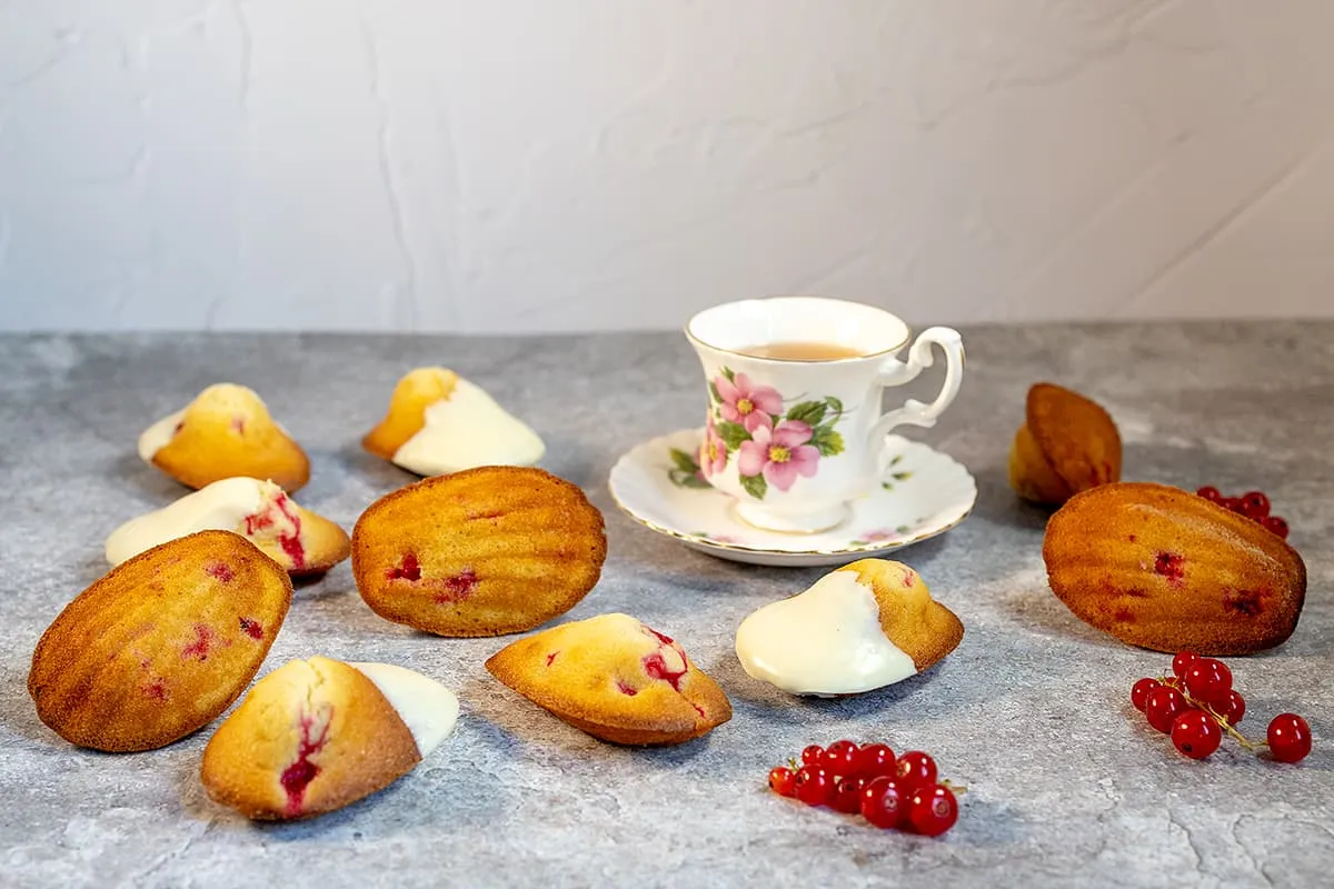 Madeleines met aalbessen