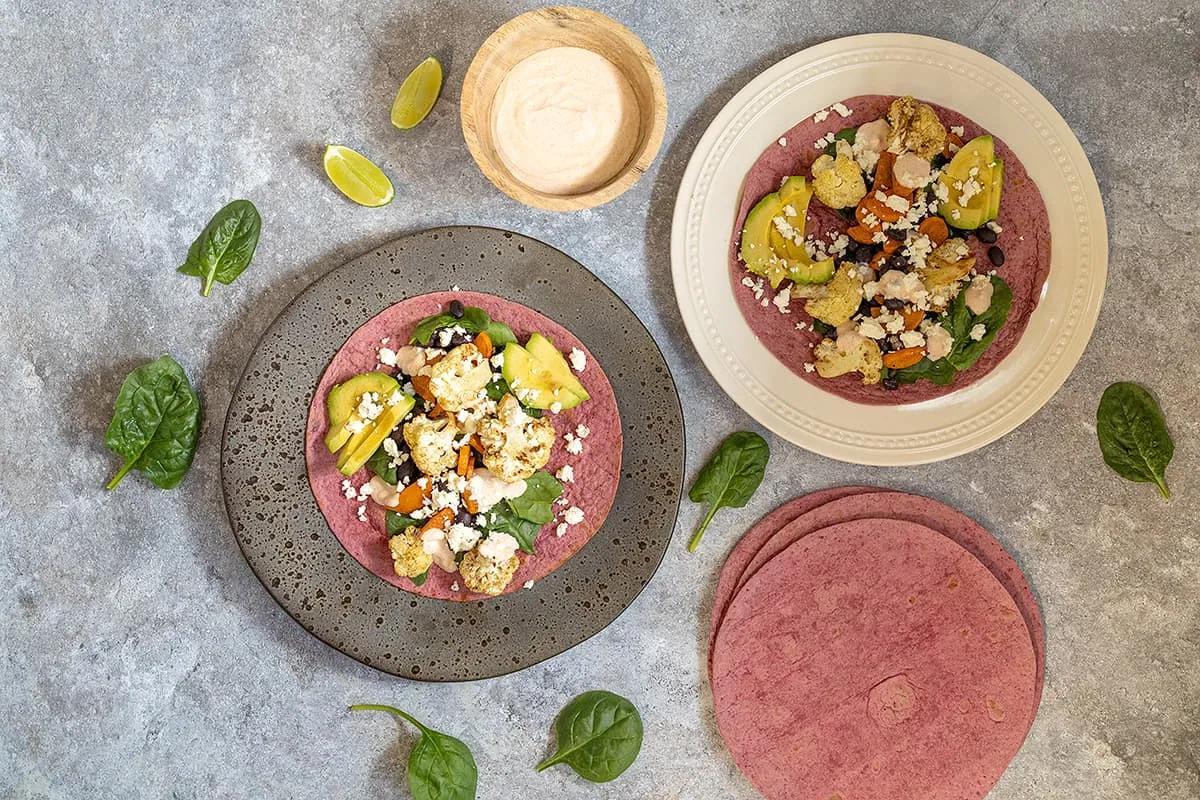Vegetarische wraps met bloemkool en bonen