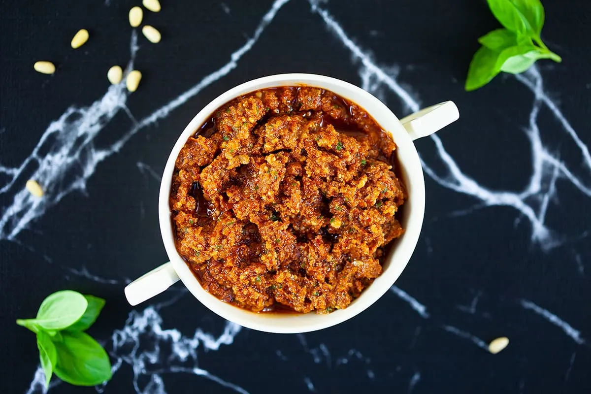 Rode pesto (zelfgemaakte pesto rosso)