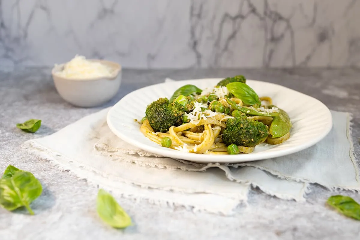 Pasta pesto met groene groenten