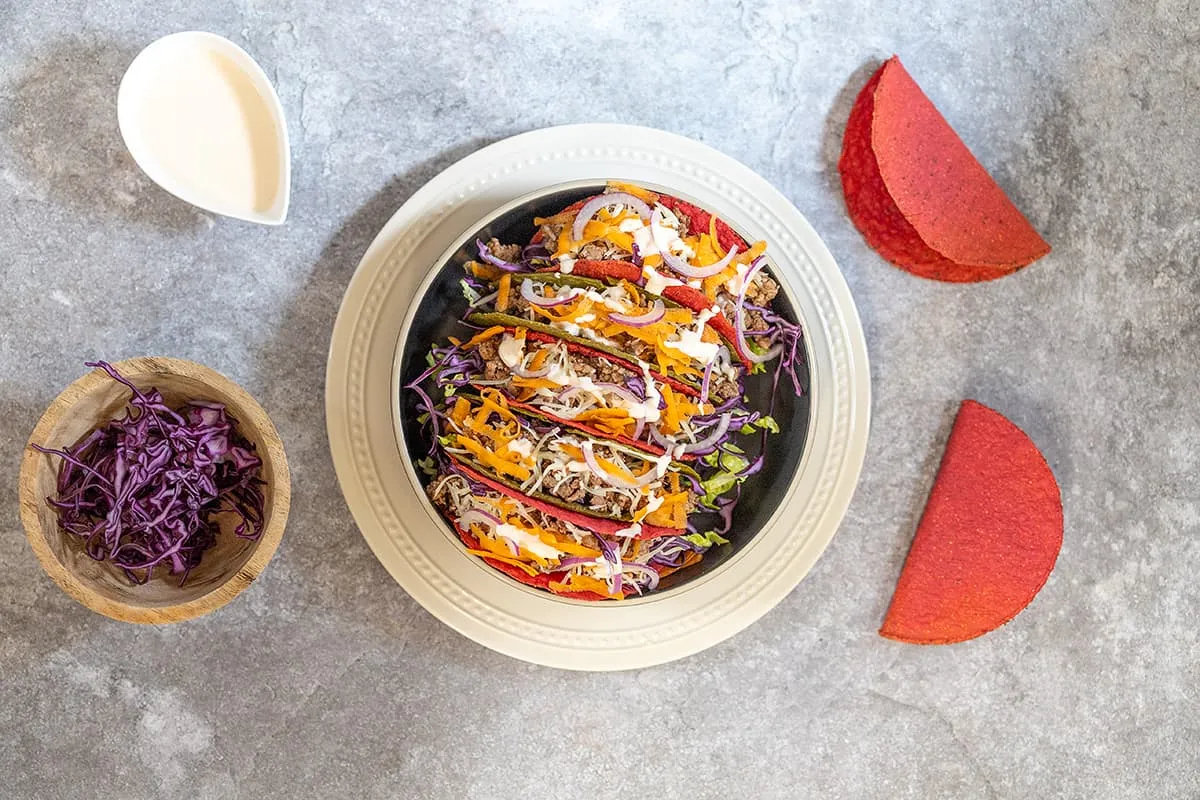Taco's met lamsgehakt en rode kool