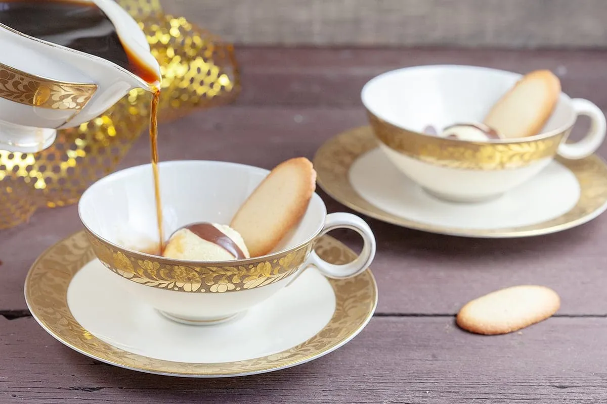 Affogato met chocoladesaus