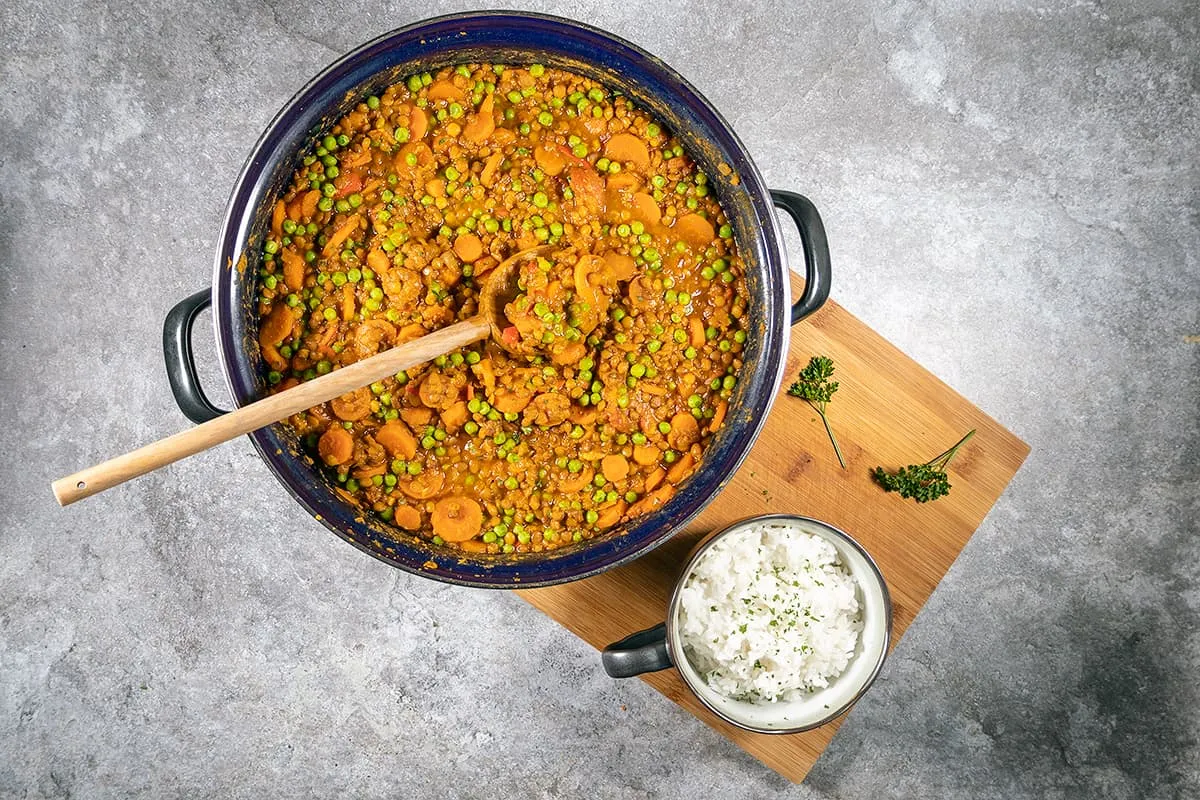Vegetarische linzen stoofpot