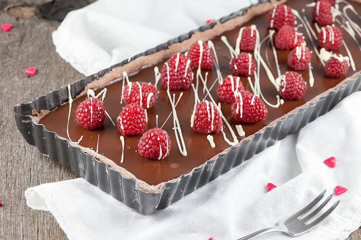 Chocoladetaart met frambozen