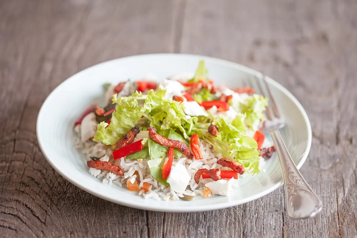 Notenrijstsalade met geitenkaas