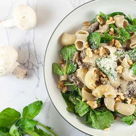 Romige pasta met champignons