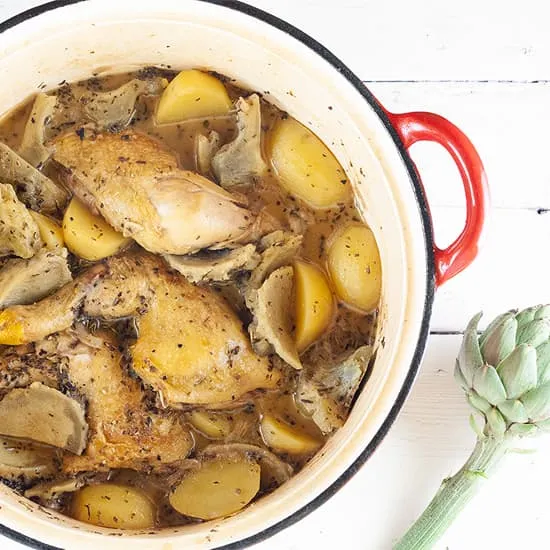 Recept: Artisjok met kip en aardappeltjes uit de oven