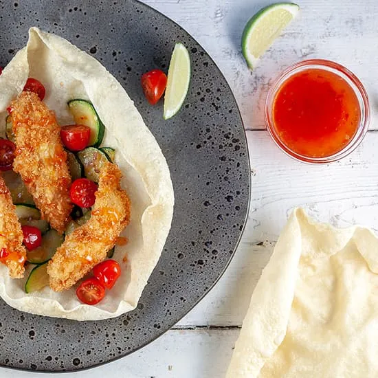 Recept: Papadums met courgette en krokante kip