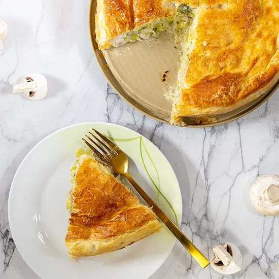 Recept: Kalkoen-, prei- en champignonpastei