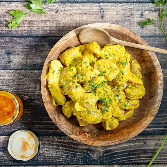 Recept: Zuid-Afrikaanse kerrie aardappelsalade
