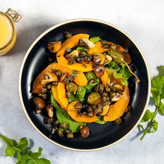 Recept: Salade met geroosterde pompoen en kappertjes