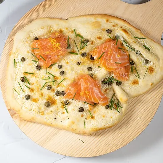 Pizza met zalm