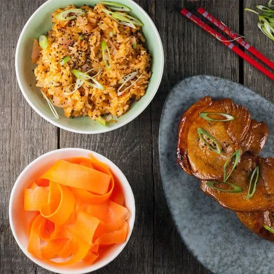 Recept: Gebakken rijst met kimchi en gochujang varkensvlees