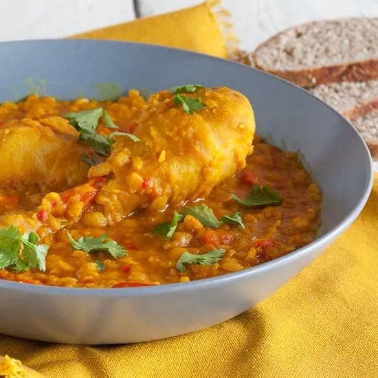 Recept: Gele spliterwten curry met kip