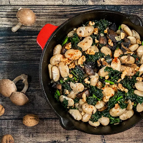 Limabonen met palmkool en champignons