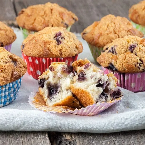 Recept: Karnemelk en blauwe bessen muffins