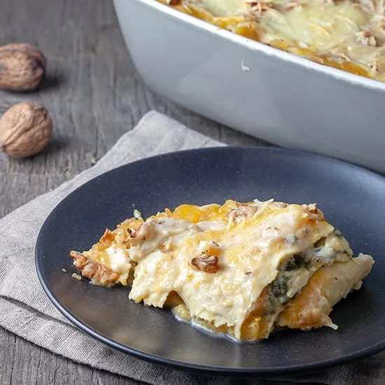 Lasagne met pompoen en spinazie