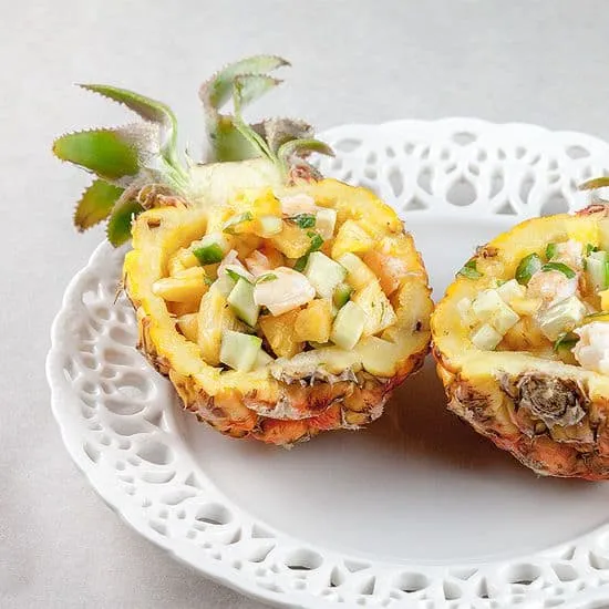 Recept: Gevulde baby ananas met garnalen
