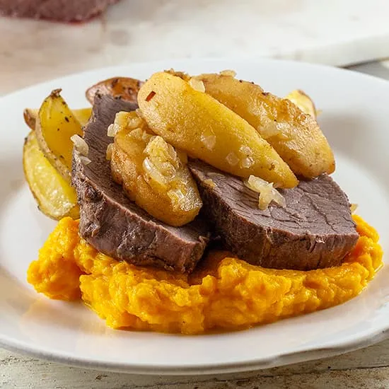 Recept: Rundergebraad met kweepeer en pompoen
