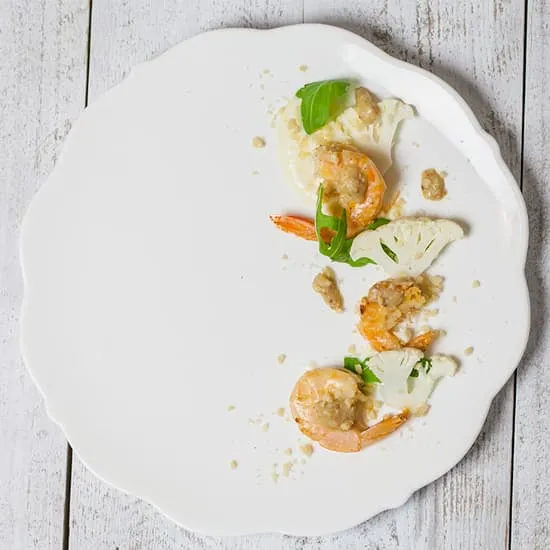 Recept: Garnalen met bloemkool voorafje
