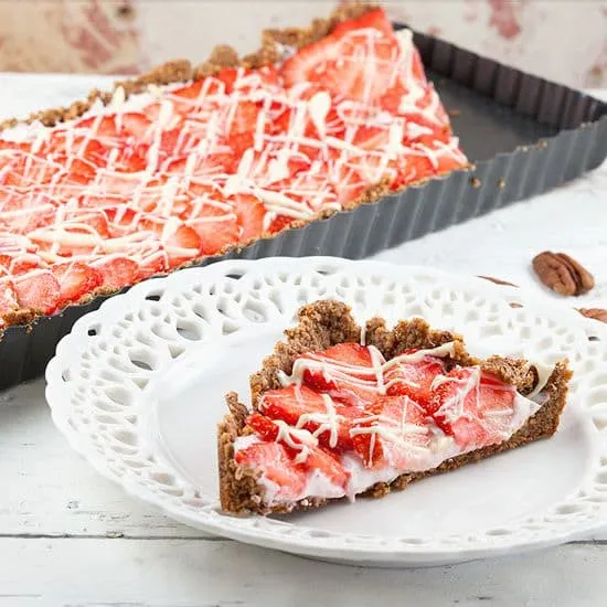 Recept: Aardbeien pecannoot taart