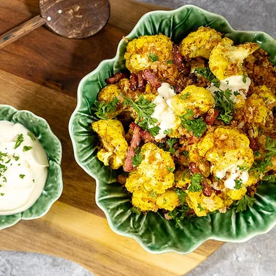 Recept: Bloemkool uit de oven met spekjes