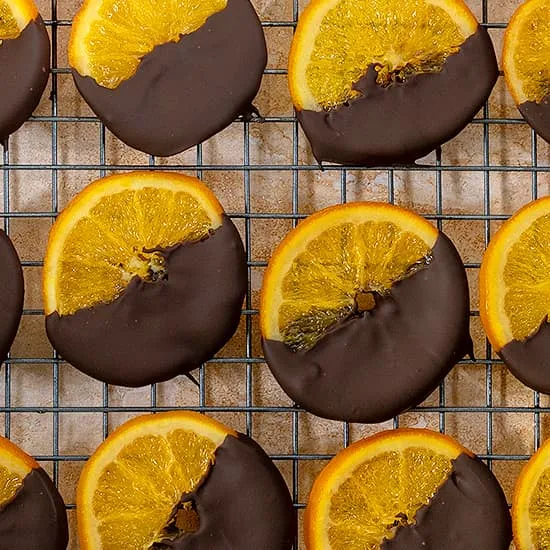Gekonfijte sinaasappel met chocolade