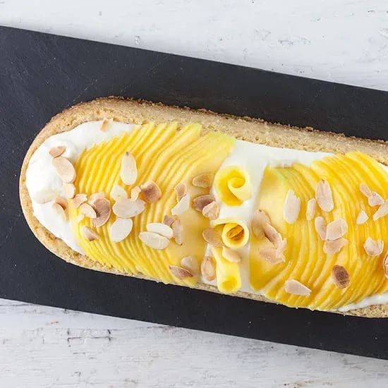 Witte chocolade en mango slof