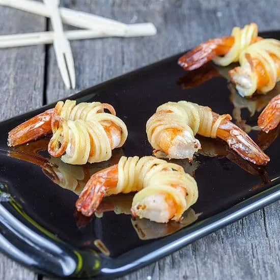 Recept: Scampi in gespiraliseerde aardappel