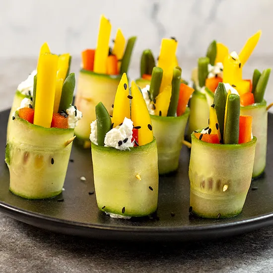 Recept: Komkommerrolletjes met geitenkaas
