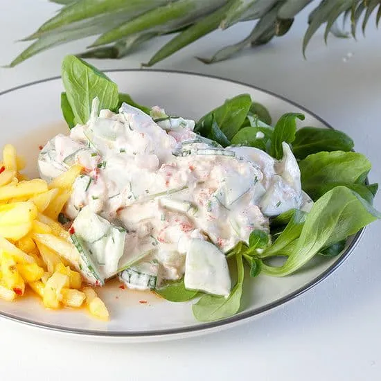 Recept: Frisse rivierkreeft salade met ananas chutney