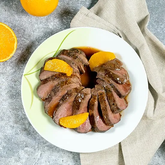 Recept: Eendenborst met sinaasappelsaus