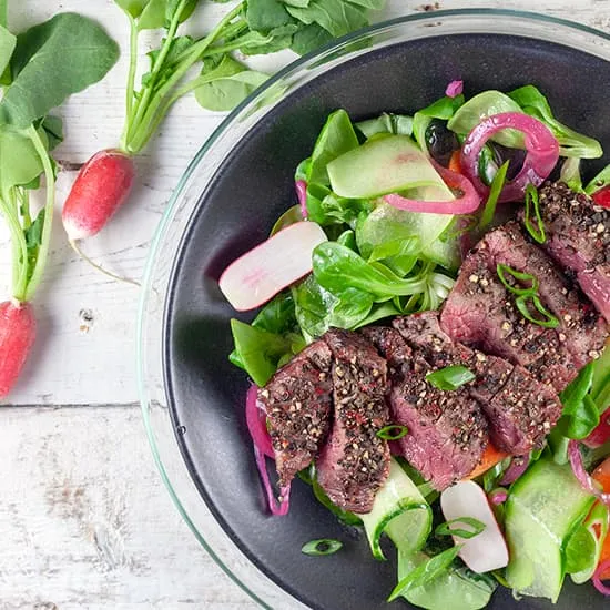 Recept: Pepersteak salade