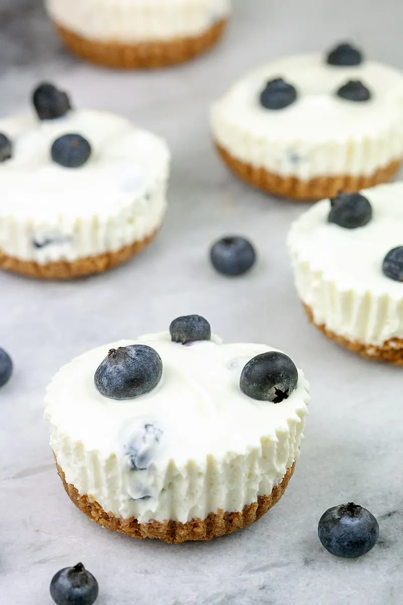Mini blauwe bessen cheesecake