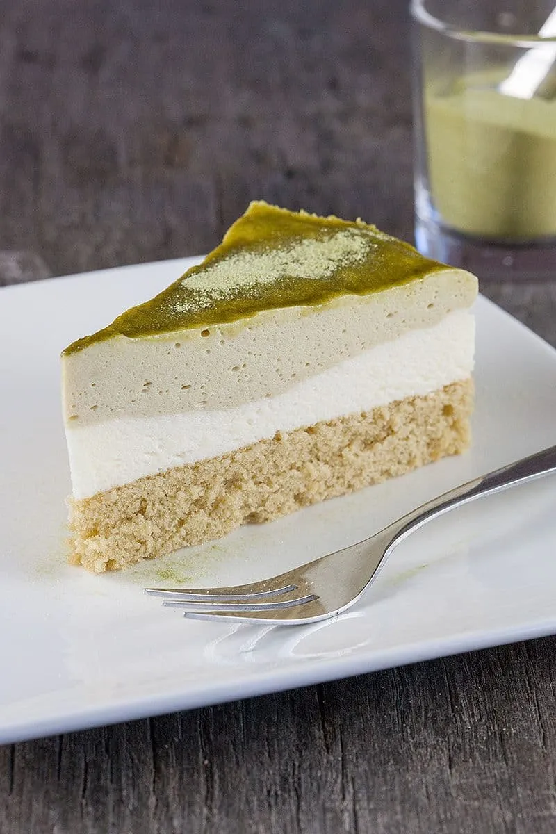 Groene thee Matcha mousse taart